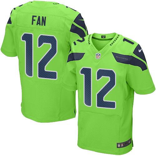 Nike Seahawks #12 Fan Green Men's Stitched NFL Elite Rush Jersey - Click Image to Close